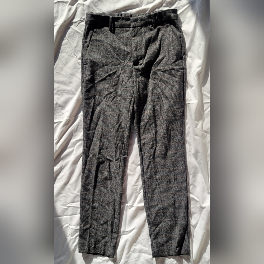 Zara Basic Women's Gray Plaid Trousers